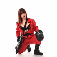 Good looking Carla Vyxx takes off her uniform and uses a toy