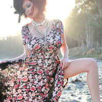Tessa Fowler wearing a vintage Corset and Dress