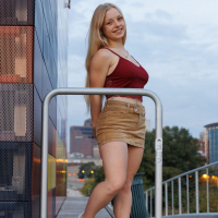 Playful blonde Kylie Shay shows her nice tits in public places Zishy