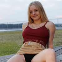 Playful blonde Kylie Shay shows her nice tits in public places Zishy