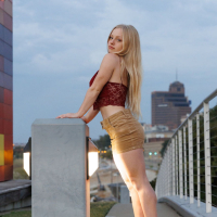 Playful blonde Kylie Shay shows her nice tits in public places Zishy