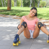 Cute Latina teen Carolina Abril was out rollerblading when she s