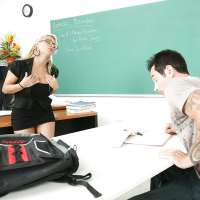 Horny blonde Holly Halston is fucking with big dong in the classroom