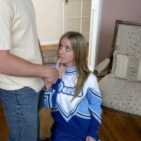 Two dicks testing cheerleader teen Anita Blue and drilling her fuck holes