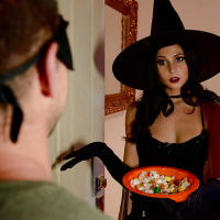 Latina wife Ariana Marie having sex after ridding Halloween costume