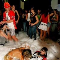 Slutty babes are into wild orgy at the hardcore foam sex party