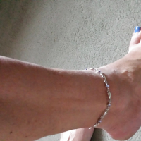 New blue crystal ankle chain to match my blur nails