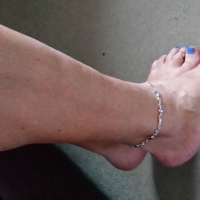 New blue crystal ankle chain to match my blur nails