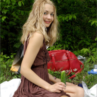 Russian teen Sweet Lilya peeling off clothes outdoors