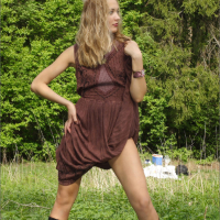 Russian teen Sweet Lilya peeling off clothes outdoors