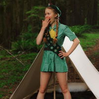 Redhead girl scout Dolly Little gets turned on while camping