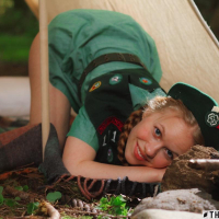 Redhead girl scout Dolly Little gets turned on while camping