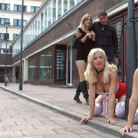 Manu Magnum and Laela Pryce kinky blondes public humiliated and