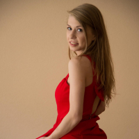 Eva Gold strips red Dress and reveals pale Skin