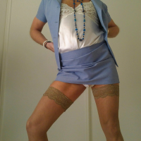 Me as a secretary white lingerie and stockings