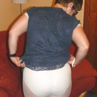 Slutty secretary in white knickers and white tights