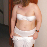 Slutty secretary in white knickers and platforms