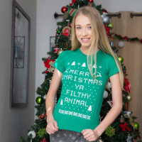 Kali Renee strips naked by her Christmas tree