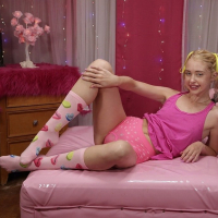 Daddys princess Chloe Cherry looks hot wearing pink socks and shorts