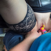 Having fun with some cocks and a lollipop at a parking area