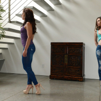 Sapphic sluts Adriana Chechik and Casey Calvert lick each other clean