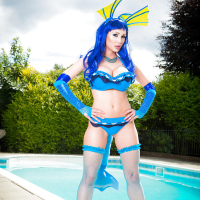 MILF pornstar Alexa Tomas strutting by swimming pool in cosplay outfit