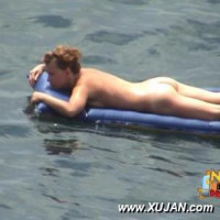 Horny husband likes watching his naked wife swimming