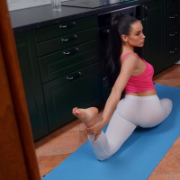 Hot Luxury Girl rips soaking yoga pants and fucks