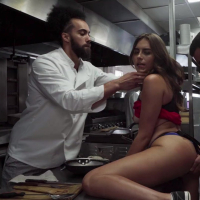 Selina Bentz getting double teamed by chefs in the kitchen