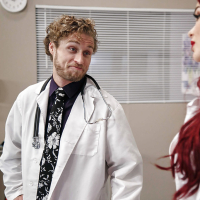 Freckle faced redhead nurse Skyla Novea sucking off fellow doctor in exam room