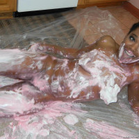 Ebony babe Kelly Styles covered in cream