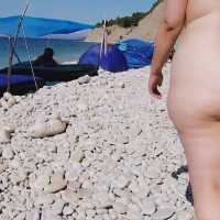 SekushiLover BBW Katrin Porto Strolls Naked at Nude Beach