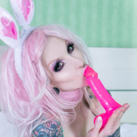 Easter Bunny Razor Candi toying her shaved Pussy