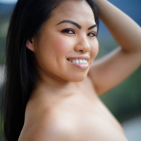 Lovely Cindy Starfall Stips while Posing Outdoors