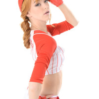 Hot redhead Anny Aurora grabs her bare ass after taking off baseball uniform