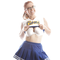 Cute redhead cheerleader Penny Pax in glasses baring big tits firm ass