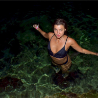 Pretty girl Melena Maria Rya loves swimming at night