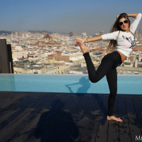 Sweet Melena Maria Rya loves stretching on the balcony