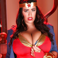 Stunning pornstar with big tits Leanne Crow dose cosplay in her sexy suit