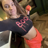 Pretty chick Melena Maria Rya taking selfies of herself with an apple