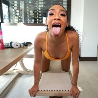 Cute young ebony Sarah Lace enjoys getting her snatch fucked and creampied