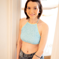 Short haired teen Riley Jean shows her cute Body