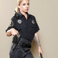 Solo girl Madelyn Monroe releasing boobs from police uniform