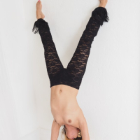 Topless Wild XXX Exercise With CCarma SD and laced black crochet pants