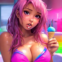 Pink Animated sucking on icecream