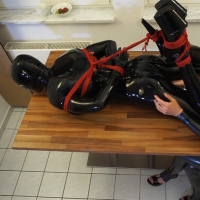 Sexy Lara Latex getting tied up and punished by a friend