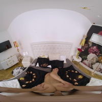 Bigtitted brunette in stockings Honey Demon in a VR scene