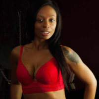 Black Babe Lola Marie wearing sexy red Underwear