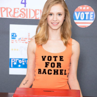 Blonde teen Rachel James promises to put out if she wins class president