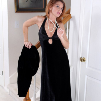 Sky Rodgers slips off her black Dress and Panties